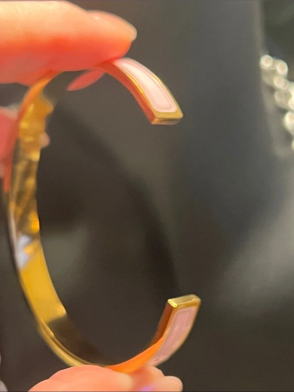 Up Cycled D Pink Enamel Logo Bangle Bracelet